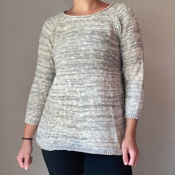 Gray + White Rag Rug Knit Sweater - Picture 2 of 9